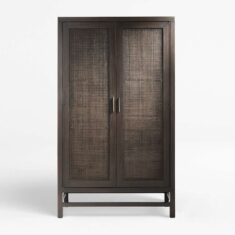 Blake Dark Brown and Rattan 2-Door Storage Cabinet + Reviews | Crate & Barrel
