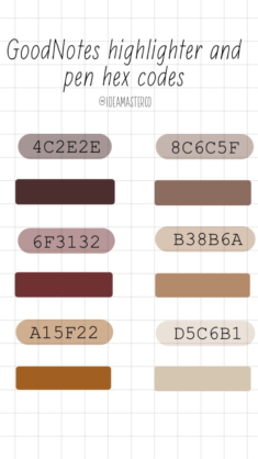 Brown never looked so good – GoodNotes colour hex’s