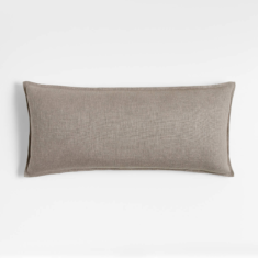 Dark Grey 36″x16″ Laundered Linen Decorative Throw Pillow Cover + Reviews | Crate &# ...