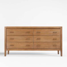 Dawson Light Brown Wood 6-Drawer Dresser + Reviews | Crate & Barrel