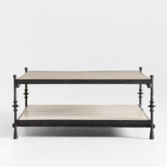 Estate Travertine and Metal Square Coffee Table by Jake Arnold + Reviews | Crate & Barrel