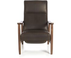 Greer Leather Wood Arm Recliner Accent Chair + Reviews | Crate & Barrel