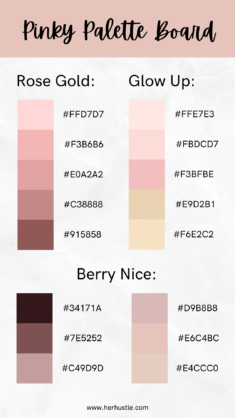 Pinky Palette Board for Web, Digital, Blog, & Graphic Design with Hex Codes – By Temp ...
