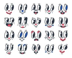 Premium Vector | Retro cartoon funny faces 30s comic caricature mascot emotions vector symbols i ...