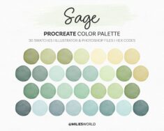 Sage – Procreate Color Palette, color swatches, iPad illustration, lettering, procreate ar ...