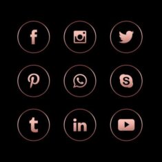 Social Media Roségold Logos Icon Set, Soziale Symbole, Symbole Symbole, Mediengrößen PNG und PSD ...