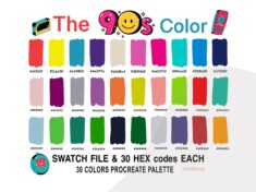 The 90s Color, 90’s vibes, Color Palette, iPad, Color, Procreate App, Swatches, Procreate  ...
