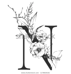 Vector Graphic Floral Alphabet Letter N: vetor stock (livre de direitos) 1178929192 | Shutterstock