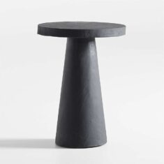 Willy Charcoal Brown Round Pedestal Side Table by Leanne Ford + Reviews | Crate & Barrel