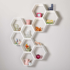 Honeycomb White Wood Hexagon Shelf + Reviews | Crate & Kids