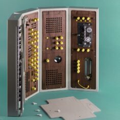 Love Hultén’s MDLR-37 synthesiser takes the form of a fold-out wooden toolkit