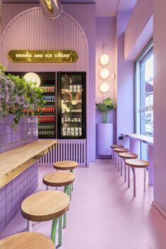 Masquespacio uses blocks of colour to break up interior of Milan burger joint
