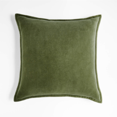 Moss 20″x20″ Washed Organic Cotton Velvet Throw Pillow Cover + Reviews | Crate & ...