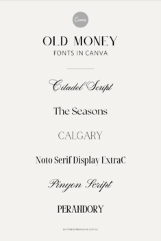 My Favourite Old Money Aesthetic Fonts in Canva | Buttered Up Branding