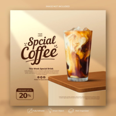 Premium PSD | Coffee shop drink menu promotion social media instagram post banner template