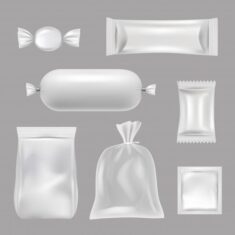 Premium Vector | Plastic bags. polyethylene food packages. vector realistic pictures