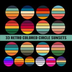 Retro Colored Circle Sunsets Clipart 33 PNG Files Circle Round – Etsy Australia