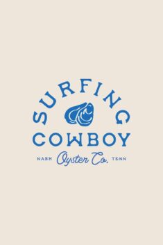 Retro & Southwest, Rustic for Restaurant Branding for Modern Oyster Company, Surfing Cowboy.