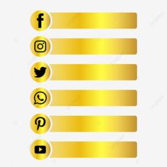 Social Media Marketing Clipart Vector, Social Media Gold Button Following Luxury Lower Third, So ...