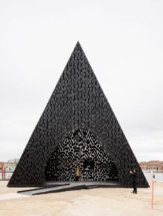 David Adjaye creates black timber pyramid for Venice Architecture Biennale