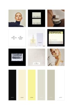 Conscious skincare brand identity moodboard + colour palette