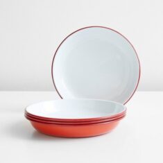Falcon Enamelware Red Deep Plates Set of Four by Unison