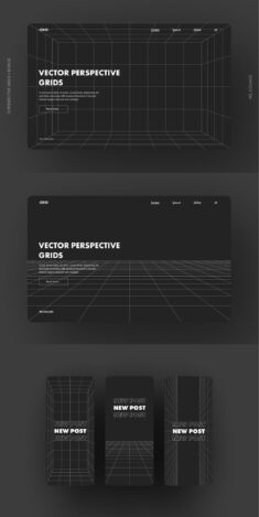 GRID 01 – 13 VECTOR PERSPECTIVE GRIDS on Yellow Images Creative Store