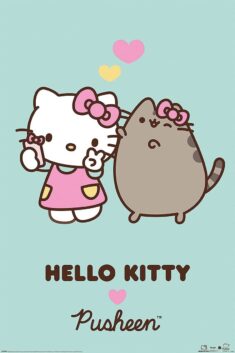 Hello Kitty ♥ Pusheen The Cat – Poster (Hearts) (Size: 24″ x 36″)