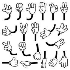 Premium Vector | Retro comic hands gestures in gloves for cartoon characters. doodle arm pointin ...