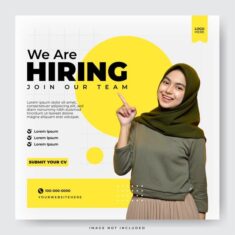 Premium Vector | We are hiring job position social media post template