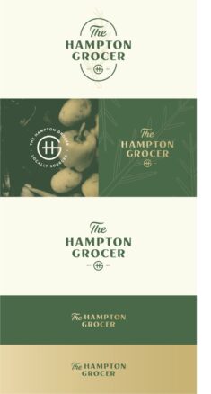 The hampton grocer! logo + brand kit for a new farm to home delivery and gifting service in new york