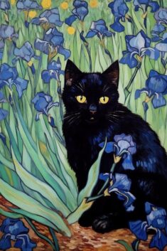 Vincent Van Gogh’s Irises Cat Print Van Gogh Cat Poster – Etsy