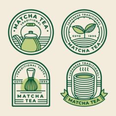 Free Vector | Matcha tea badges concept